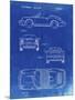 PP305-Faded Blueprint Porsche 911 Carrera Patent Poster-Cole Borders-Mounted Premium Giclee Print