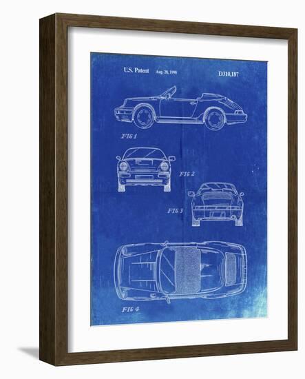 PP305-Faded Blueprint Porsche 911 Carrera Patent Poster-Cole Borders-Framed Giclee Print