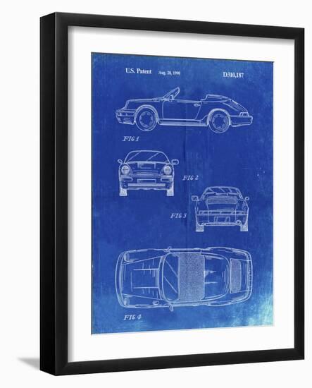 PP305-Faded Blueprint Porsche 911 Carrera Patent Poster-Cole Borders-Framed Giclee Print