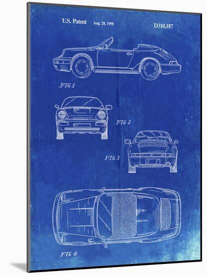 PP305-Faded Blueprint Porsche 911 Carrera Patent Poster-Cole Borders-Mounted Giclee Print
