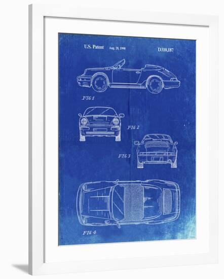 PP305-Faded Blueprint Porsche 911 Carrera Patent Poster-Cole Borders-Framed Giclee Print