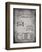 PP305-Faded Grey Porsche 911 Carrera Patent Poster-Cole Borders-Framed Premium Giclee Print