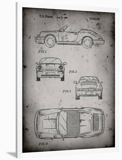 PP305-Faded Grey Porsche 911 Carrera Patent Poster-Cole Borders-Framed Giclee Print