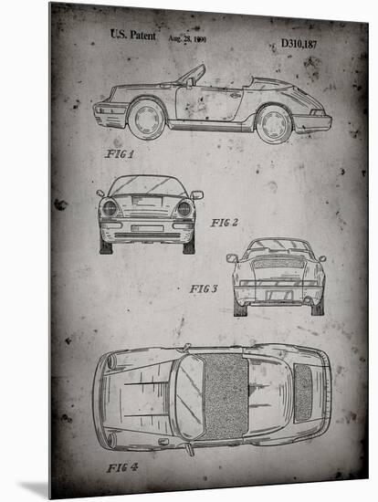 PP305-Faded Grey Porsche 911 Carrera Patent Poster-Cole Borders-Mounted Giclee Print