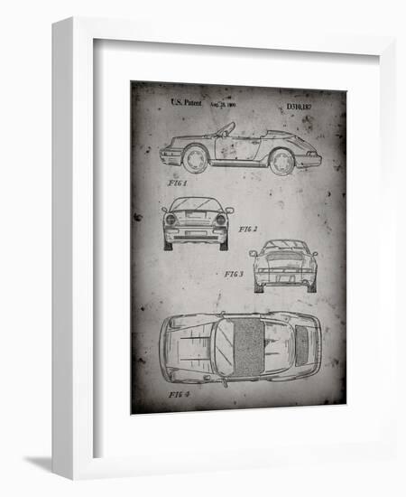 PP305-Faded Grey Porsche 911 Carrera Patent Poster-Cole Borders-Framed Giclee Print