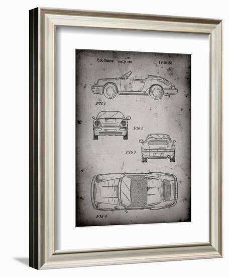 PP305-Faded Grey Porsche 911 Carrera Patent Poster-Cole Borders-Framed Giclee Print