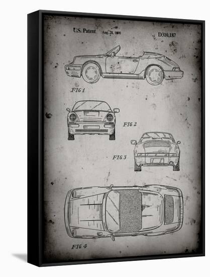 PP305-Faded Grey Porsche 911 Carrera Patent Poster-Cole Borders-Framed Stretched Canvas