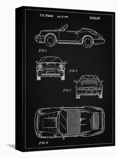 PP305-Vintage Black Porsche 911 Carrera Patent Poster-Cole Borders-Stretched Canvas