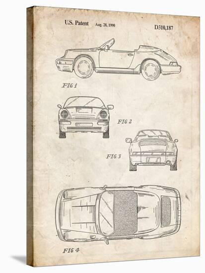 PP305-Vintage Parchment Porsche 911 Carrera Patent Poster-Cole Borders-Stretched Canvas