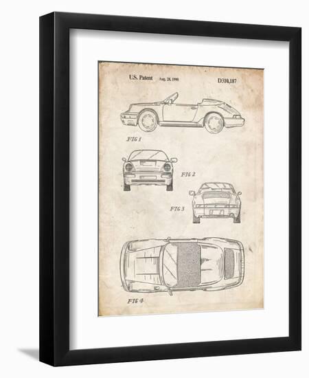 PP305-Vintage Parchment Porsche 911 Carrera Patent Poster-Cole Borders-Framed Premium Giclee Print