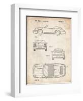 PP305-Vintage Parchment Porsche 911 Carrera Patent Poster-Cole Borders-Framed Premium Giclee Print