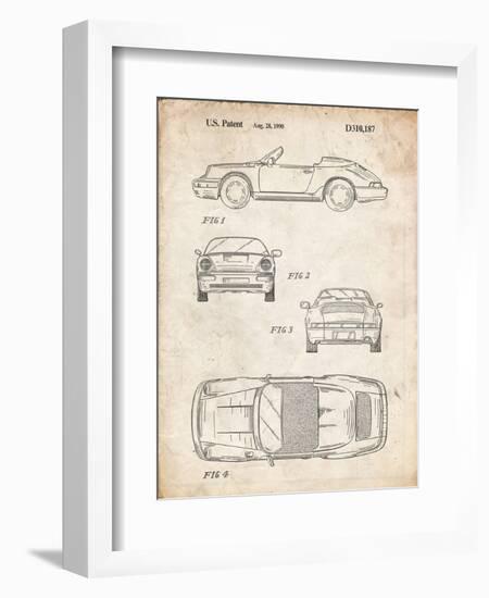 PP305-Vintage Parchment Porsche 911 Carrera Patent Poster-Cole Borders-Framed Premium Giclee Print