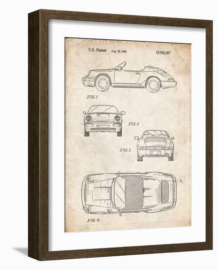 PP305-Vintage Parchment Porsche 911 Carrera Patent Poster-Cole Borders-Framed Giclee Print