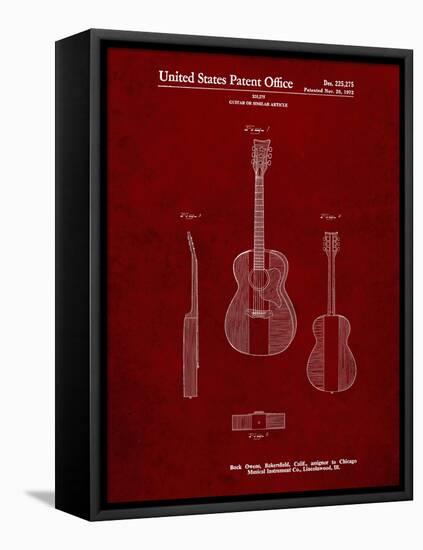 PP306-Burgundy Buck Owens American Guitar Patent Poster-Cole Borders-Framed Stretched Canvas