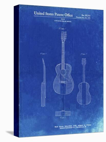 PP306-Faded Blueprint Buck Owens American Guitar Patent Poster-Cole Borders-Stretched Canvas