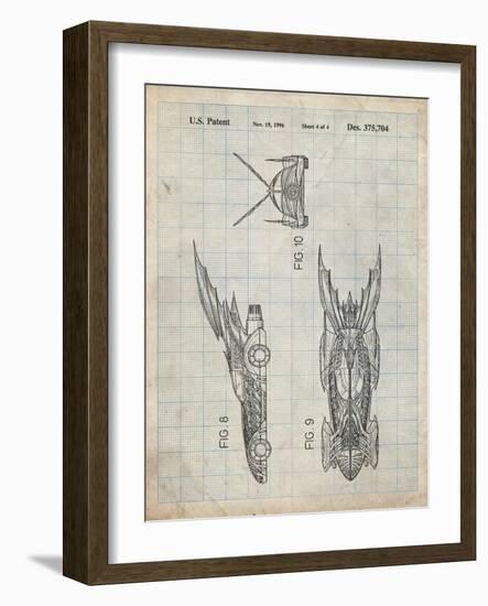 PP311-Antique Grid Parchment Batman and Robin Batmobile Patent Poster-Cole Borders-Framed Giclee Print