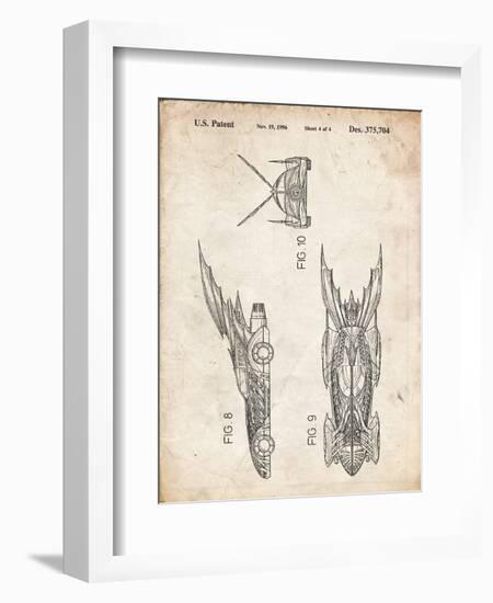 PP311-Vintage Parchment Batman and Robin Batmobile Patent Poster-Cole Borders-Framed Giclee Print