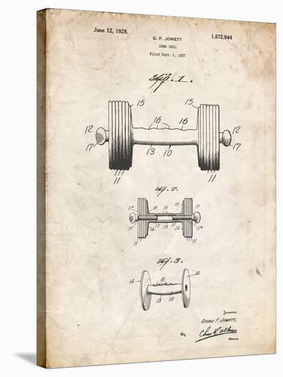 PP314-Vintage Parchment Dumbbell Patent Poster-Cole Borders-Stretched Canvas