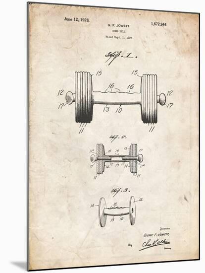 PP314-Vintage Parchment Dumbbell Patent Poster-Cole Borders-Mounted Giclee Print