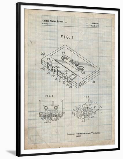 PP319-Antique Grid Parchment Cassette Tape Patent Poster-Cole Borders-Framed Premium Giclee Print