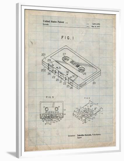 PP319-Antique Grid Parchment Cassette Tape Patent Poster-Cole Borders-Framed Premium Giclee Print