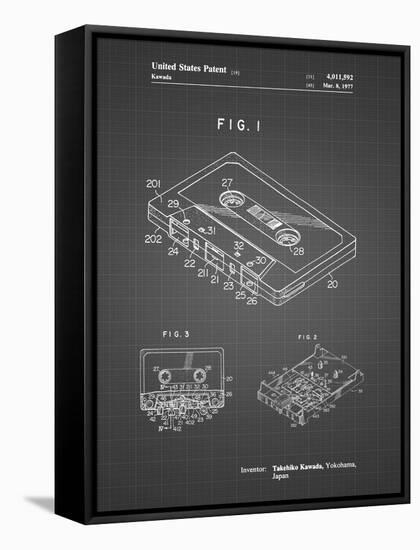 PP319-Black Grid Cassette Tape Patent Poster-Cole Borders-Framed Stretched Canvas