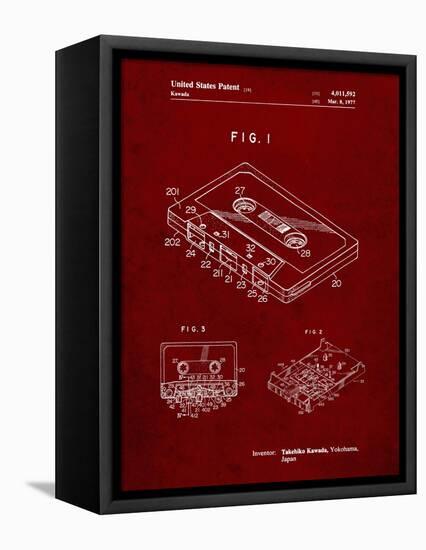 PP319-Burgundy Cassette Tape Patent Poster-Cole Borders-Framed Stretched Canvas