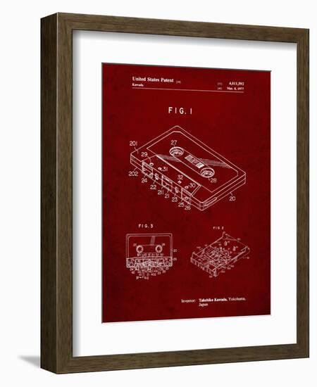 PP319-Burgundy Cassette Tape Patent Poster-Cole Borders-Framed Giclee Print