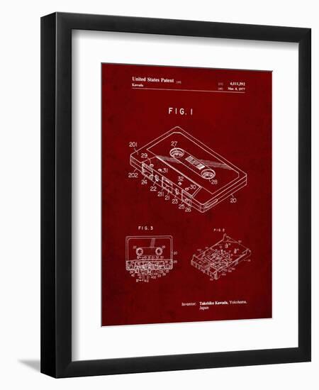 PP319-Burgundy Cassette Tape Patent Poster-Cole Borders-Framed Giclee Print