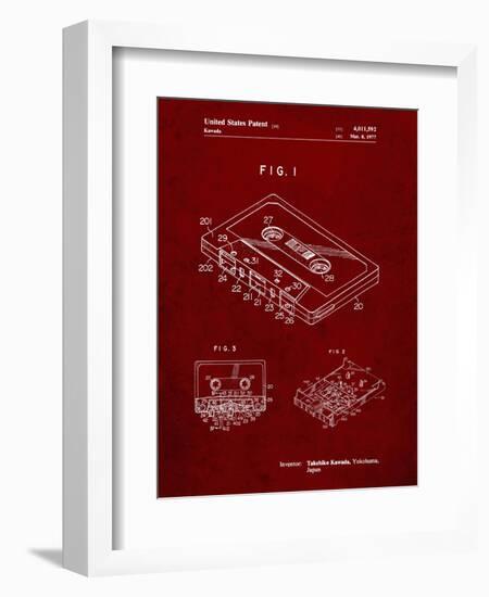 PP319-Burgundy Cassette Tape Patent Poster-Cole Borders-Framed Giclee Print