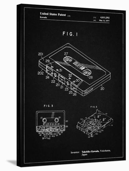 PP319-Vintage Black Cassette Tape Patent Poster-Cole Borders-Stretched Canvas