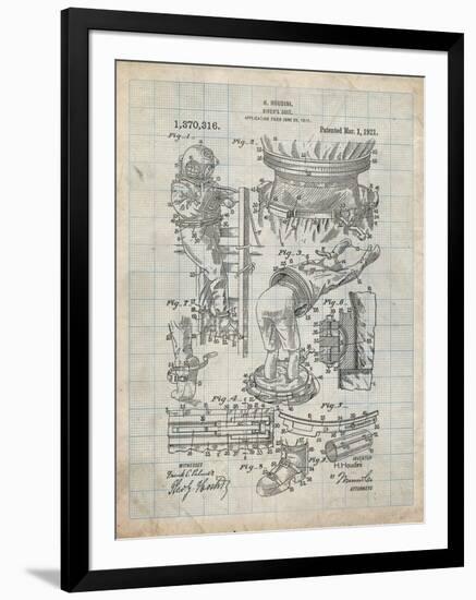 PP32 Antique Grid Parchment-Borders Cole-Framed Giclee Print