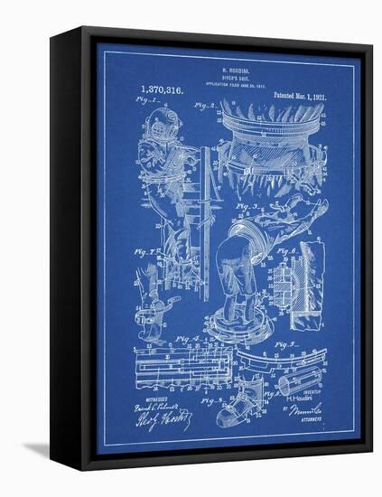 PP32 Blueprint-Borders Cole-Framed Stretched Canvas