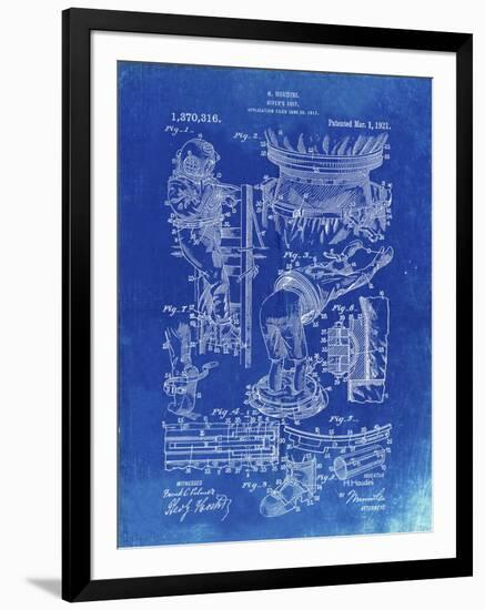 PP32 Faded Blueprint-Borders Cole-Framed Giclee Print