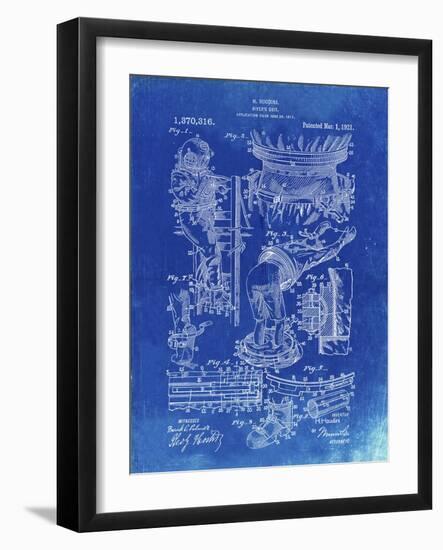 PP32 Faded Blueprint-Borders Cole-Framed Giclee Print