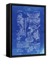 PP32 Faded Blueprint-Borders Cole-Framed Stretched Canvas