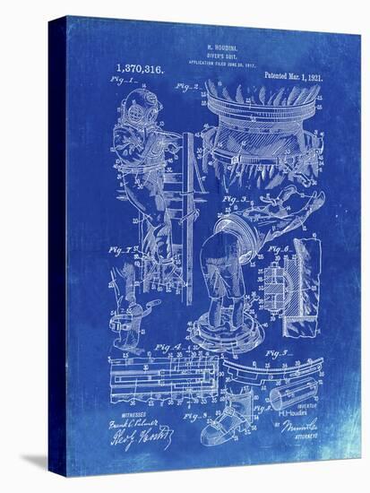 PP32 Faded Blueprint-Borders Cole-Stretched Canvas