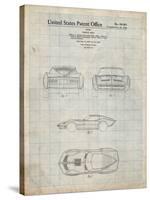 PP339-Antique Grid Parchment 1966 Corvette Mako Shark II Patent Poster-Cole Borders-Stretched Canvas