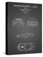 PP339-Black Grid 1966 Corvette Mako Shark II Patent Poster-Cole Borders-Stretched Canvas