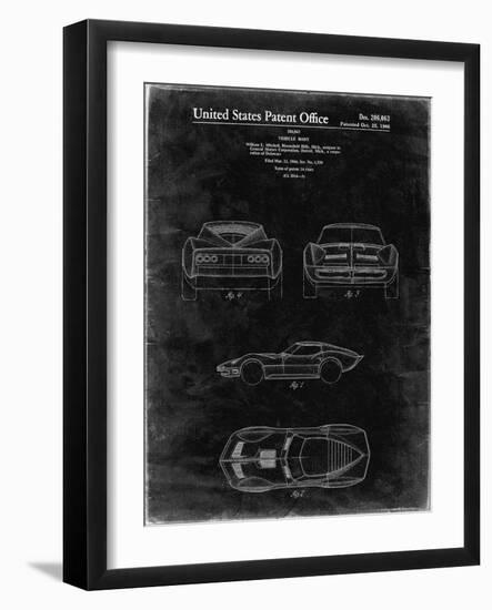 PP339-Black Grunge 1966 Corvette Mako Shark II Patent Poster-Cole Borders-Framed Giclee Print