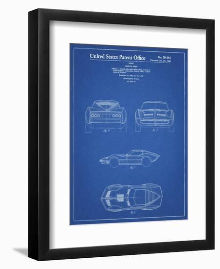 PP339-Blueprint 1966 Corvette Mako Shark II Patent Poster-Cole Borders-Framed Giclee Print