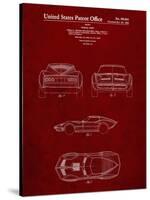 PP339-Burgundy 1966 Corvette Mako Shark II Patent Poster-Cole Borders-Stretched Canvas