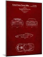 PP339-Burgundy 1966 Corvette Mako Shark II Patent Poster-Cole Borders-Mounted Giclee Print