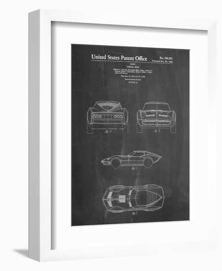 PP339-Chalkboard 1966 Corvette Mako Shark II Patent Poster-Cole Borders-Framed Giclee Print