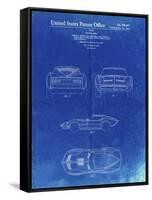 PP339-Faded Blueprint 1966 Corvette Mako Shark II Patent Poster-Cole Borders-Framed Stretched Canvas