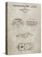 PP339-Sandstone 1966 Corvette Mako Shark II Patent Poster-Cole Borders-Stretched Canvas