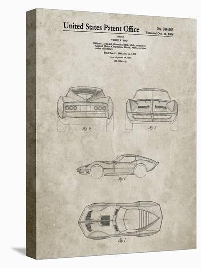 PP339-Sandstone 1966 Corvette Mako Shark II Patent Poster-Cole Borders-Stretched Canvas