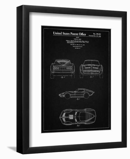 PP339-Vintage Black 1966 Corvette Mako Shark II Patent Poster-Cole Borders-Framed Giclee Print