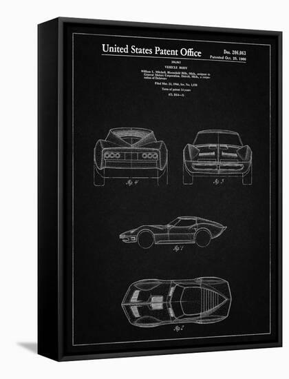 PP339-Vintage Black 1966 Corvette Mako Shark II Patent Poster-Cole Borders-Framed Stretched Canvas