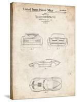 PP339-Vintage Parchment 1966 Corvette Mako Shark II Patent Poster-Cole Borders-Stretched Canvas